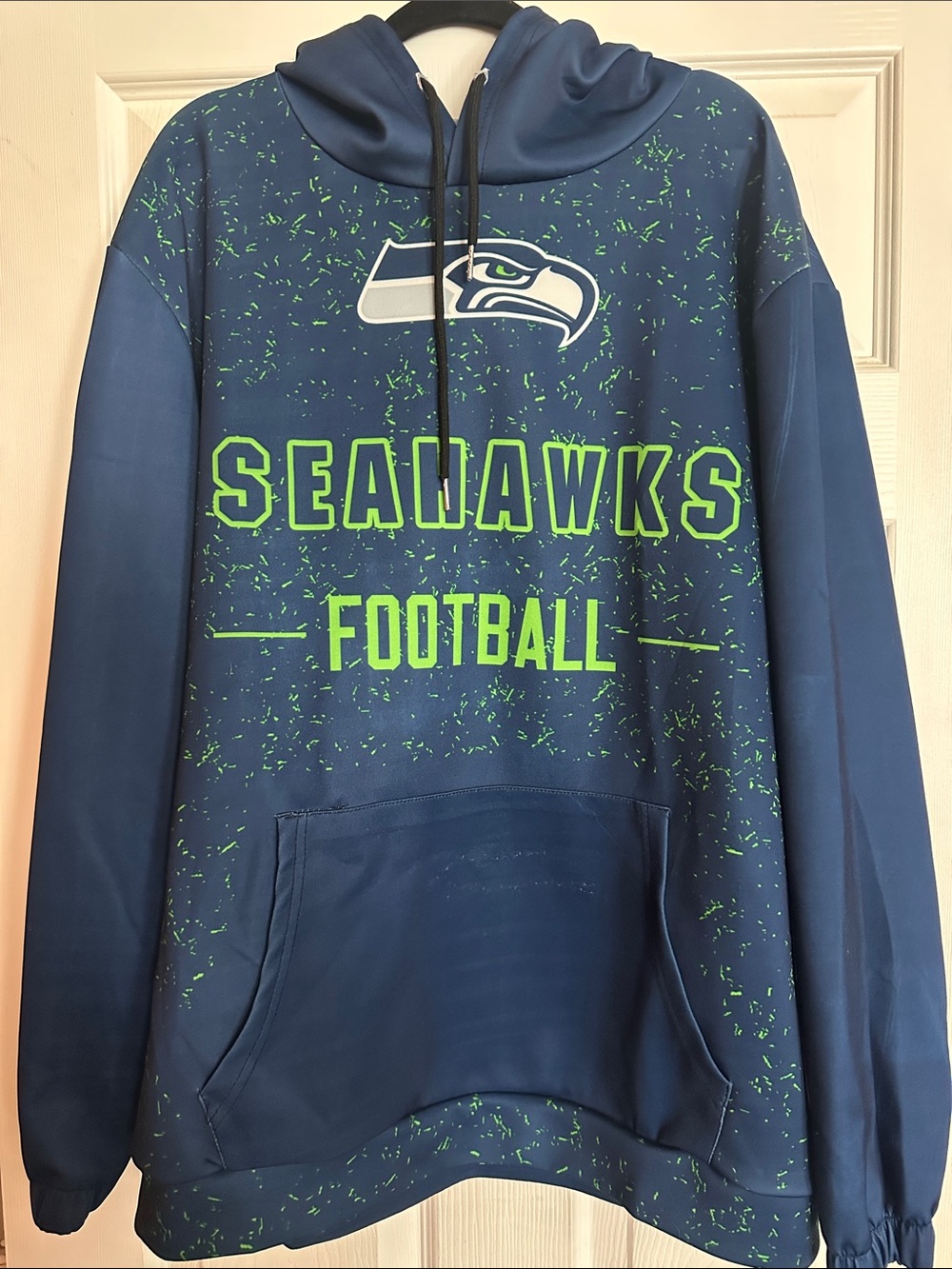 Seattle Seahawks Navy & Neon Green Football Hoodie
